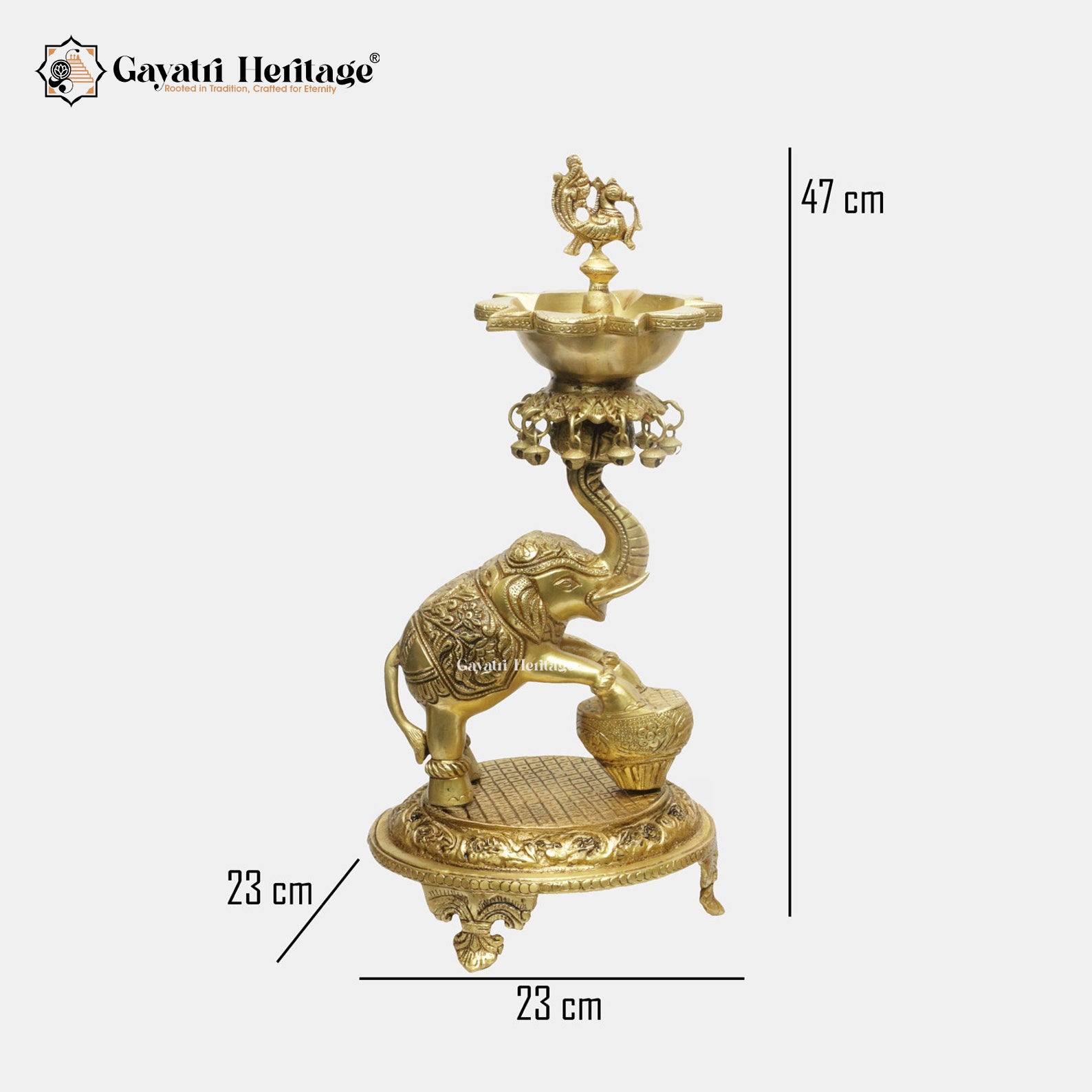 Brass Elephant Diya – Traditional Sacred Light for Your Home | Gayatri Heritage