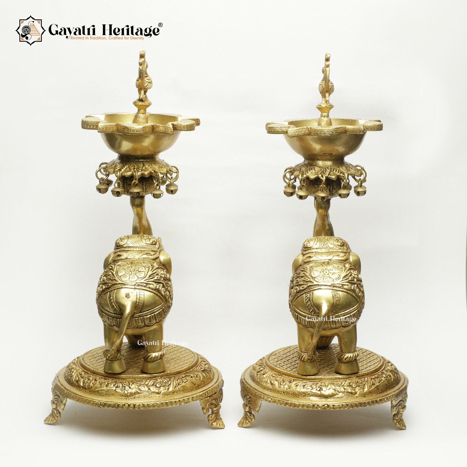 Brass Elephant Diya – Traditional Sacred Light for Your Home | Gayatri Heritage