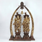 Brass Radha Krishna with Arch – Divine Love Idol | Gayatri Heritage
