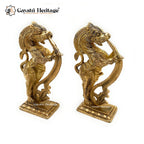 Brass Yali Statue (Pair) – Majestic Mythological Guardians | Gayatri Heritage