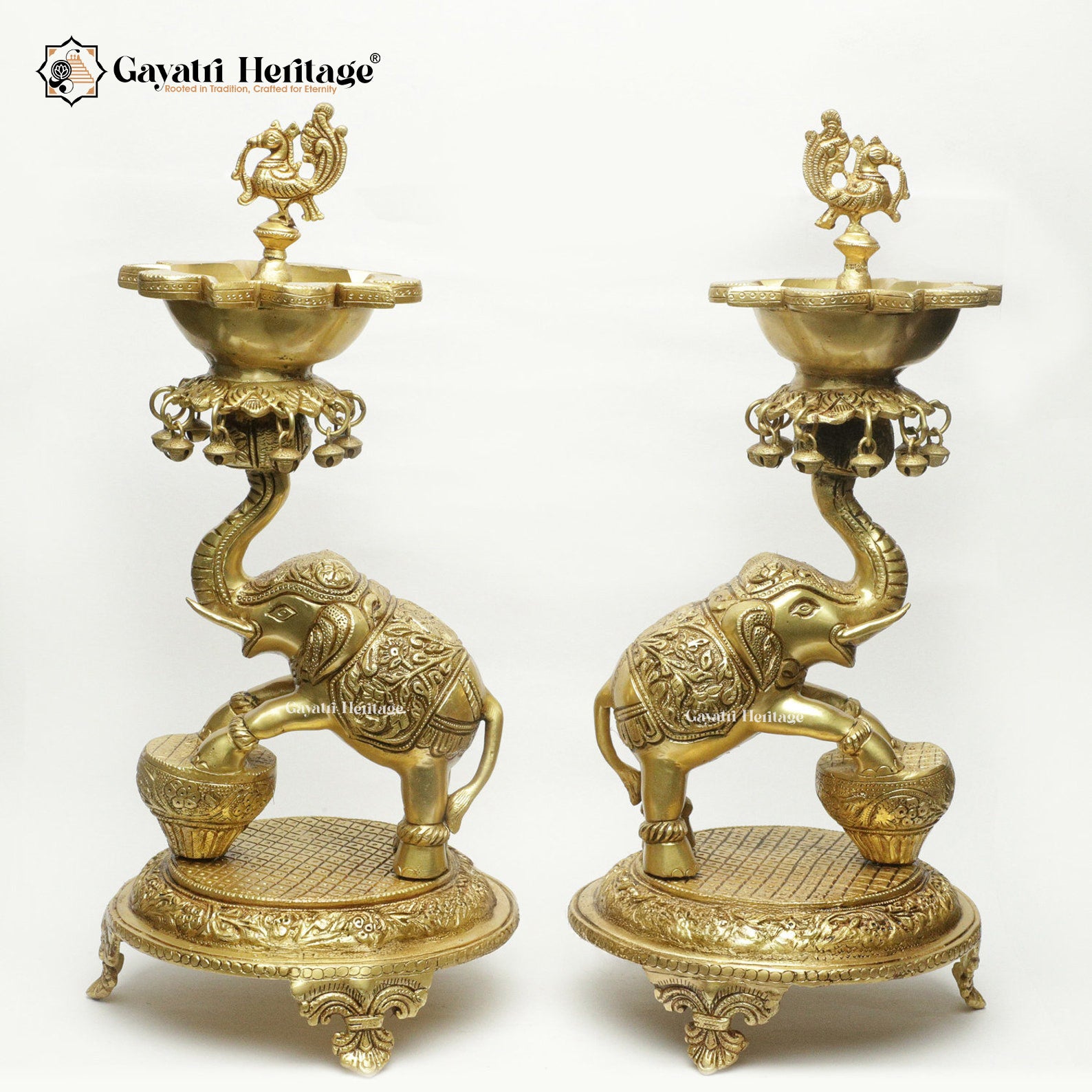 Brass Elephant Diya – Traditional Sacred Light for Your Home | Gayatri Heritage
