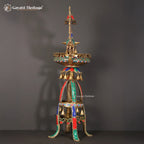 Brass Urli Stand with Parrot – Exquisite Stone Work | Gayatri Heritage
