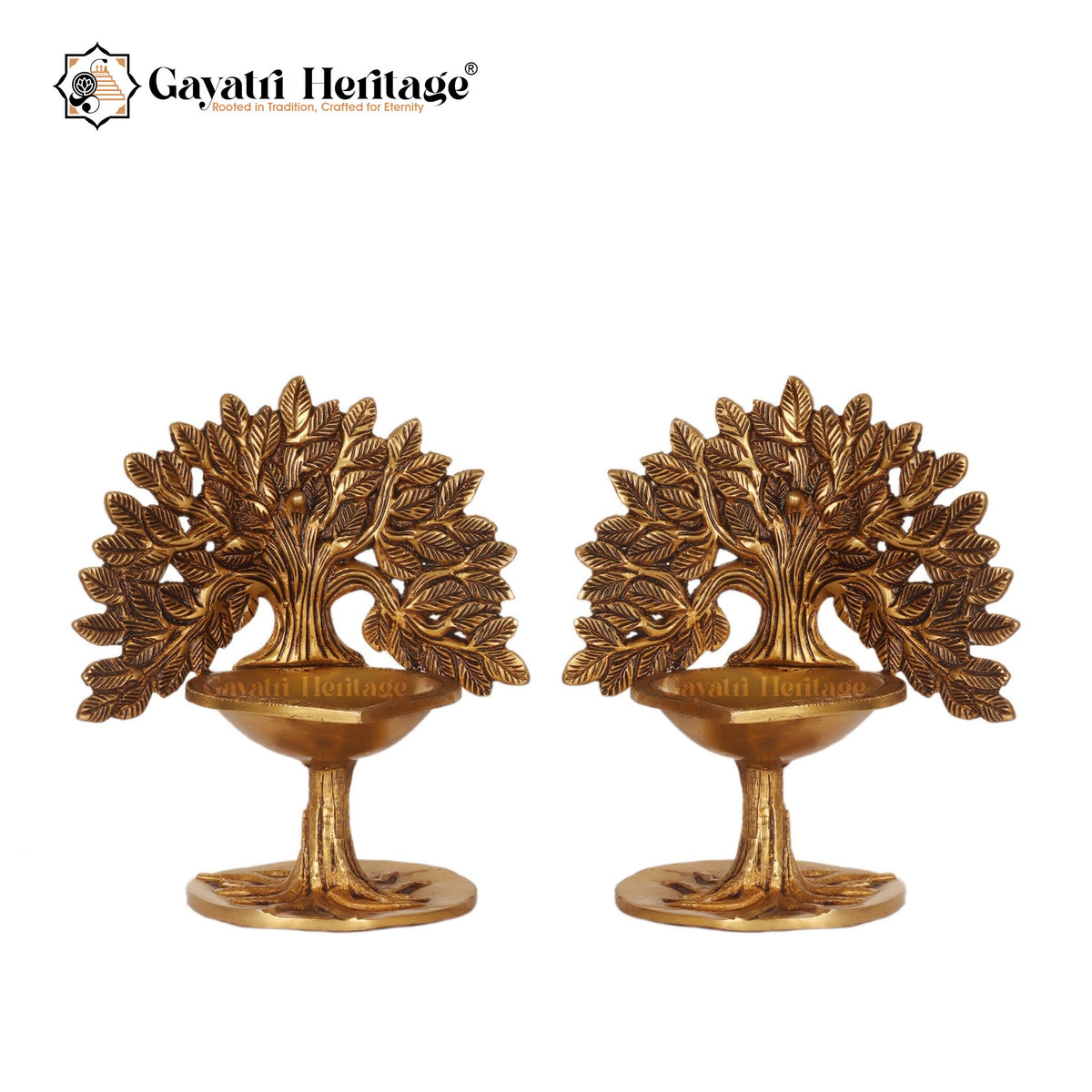 Brass Kalpavrisksha Oil Lamp ( Diya ) – Illuminate Your Space with Sacred Grace | Gayatri Heritage