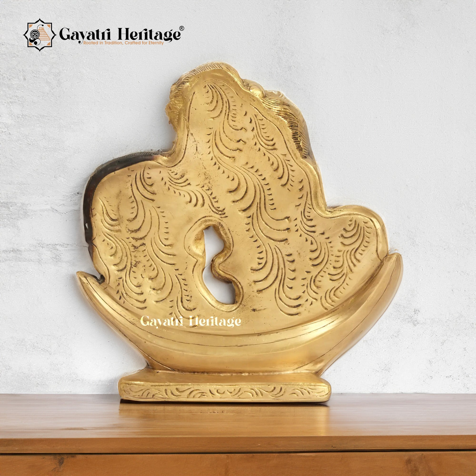 Brass Shiva Parvati On Crescent Moon – Sacred Celestial Sculpture | Gayatri Heritage