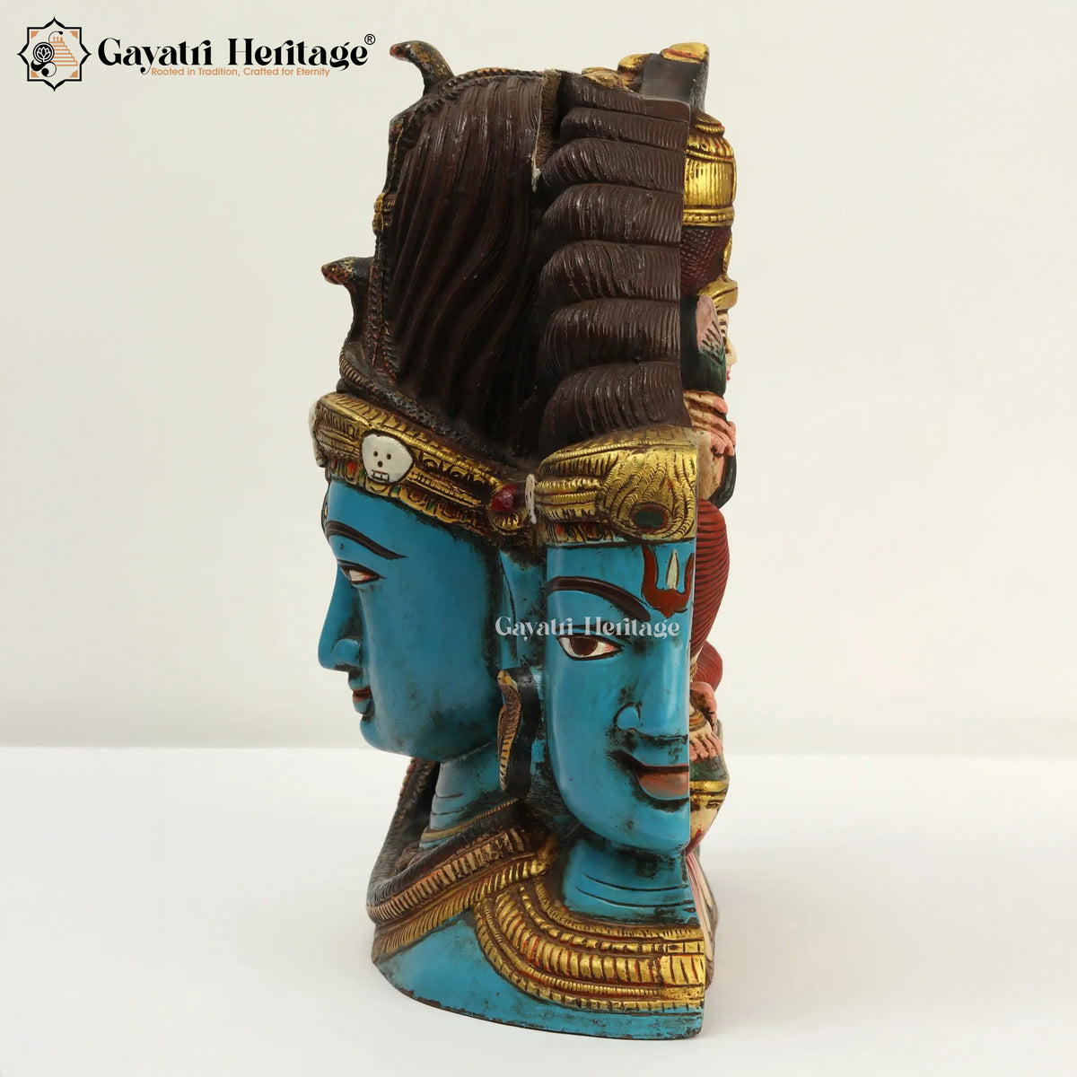 Brass Shiv Head with Parvati – Divine Wall Decor | Gayatri Heritage