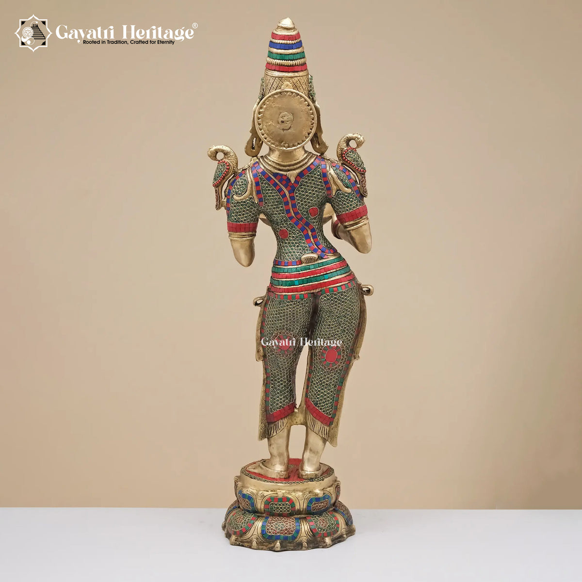 Brass Deeplady Figure in Stone Work – Divine Elegance & Illumination | Gayatri Heritage