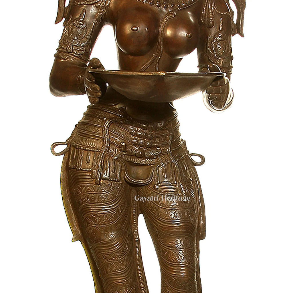 Brass Large Size Deep Lady Figurine – Elegant Traditional Decor