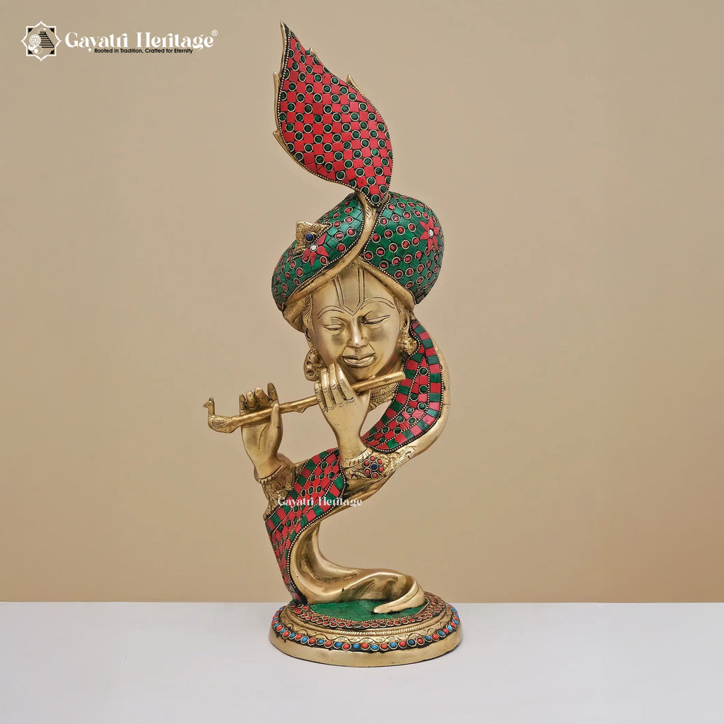 Brass Krishna Playing with Flute – Divine Melody in Brass | Gayatri Heritage