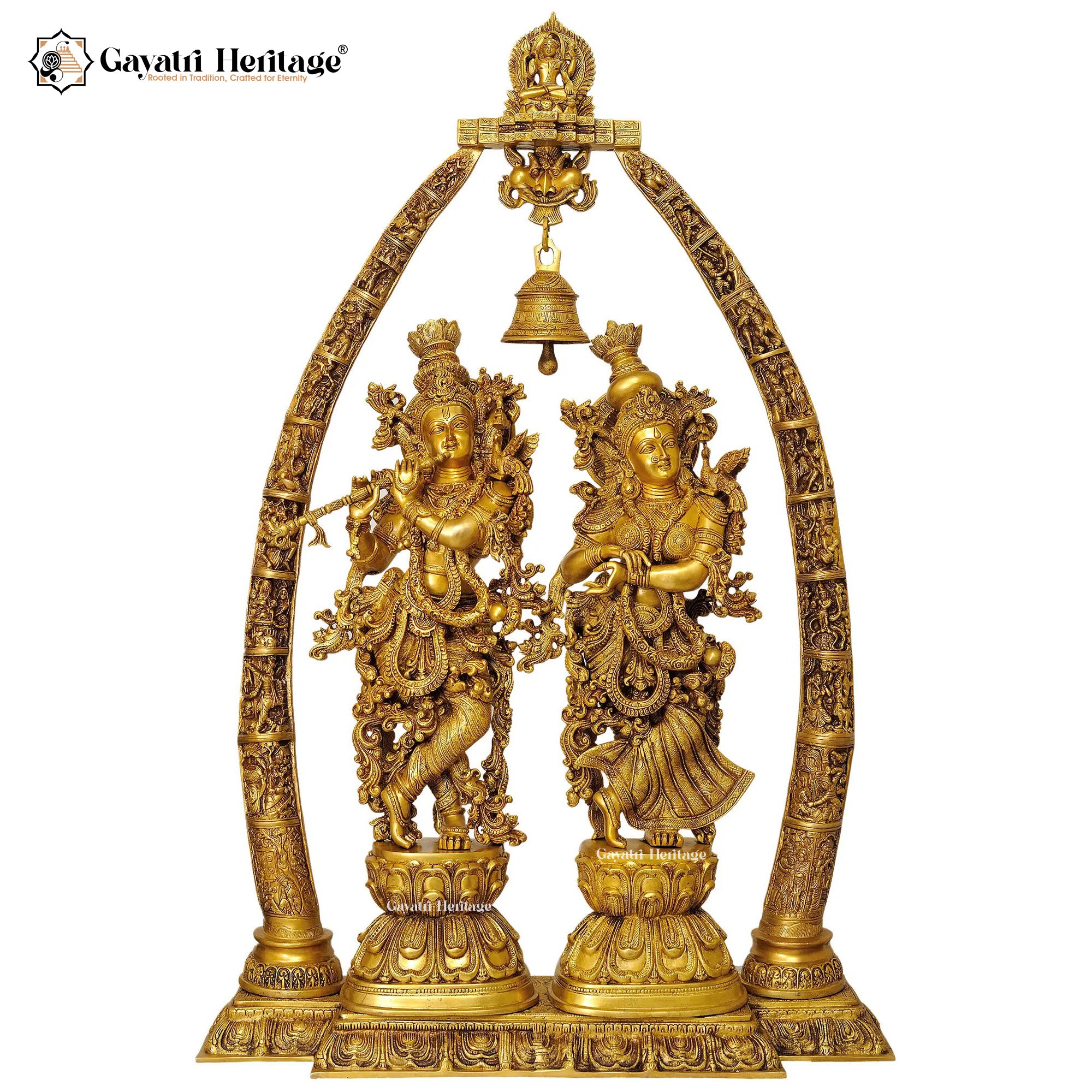Brass Radha Krishna with Arch – Divine Décor | Gayatri Heritage