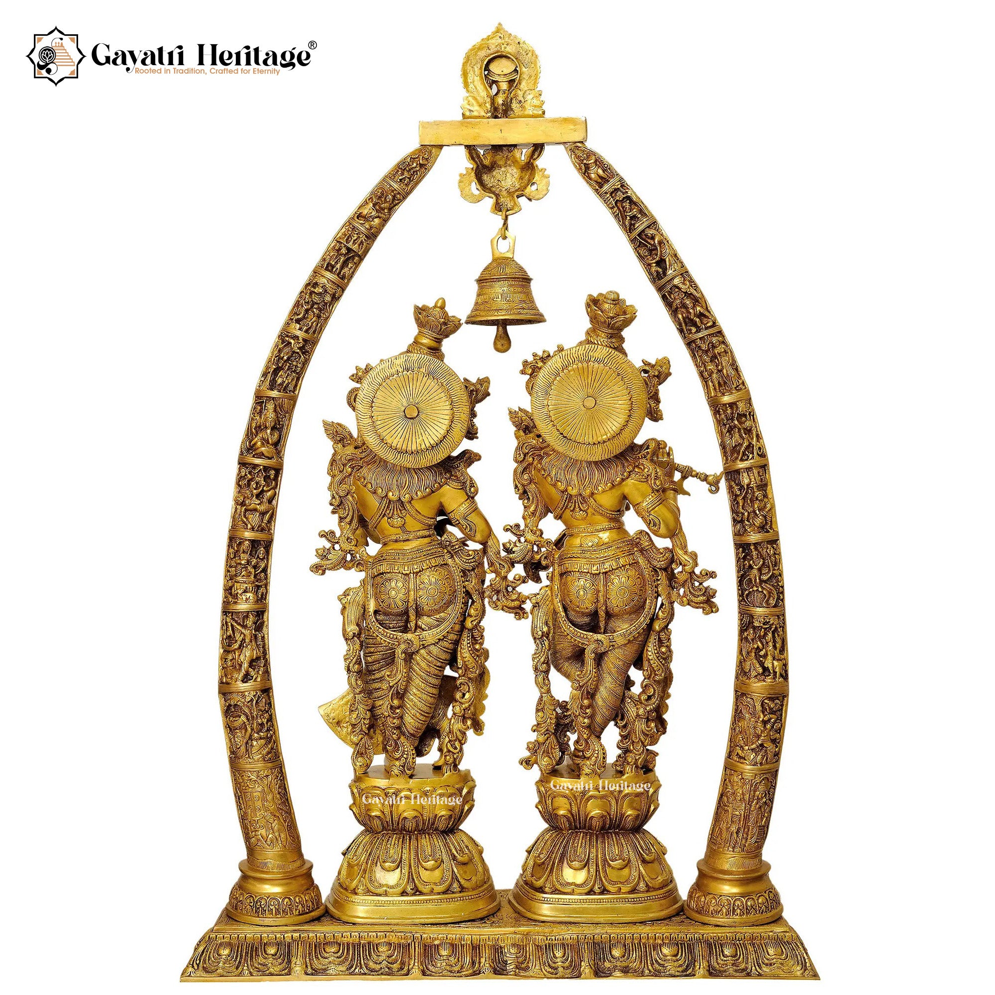 Brass Radha Krishna with Arch – Divine Décor | Gayatri Heritage