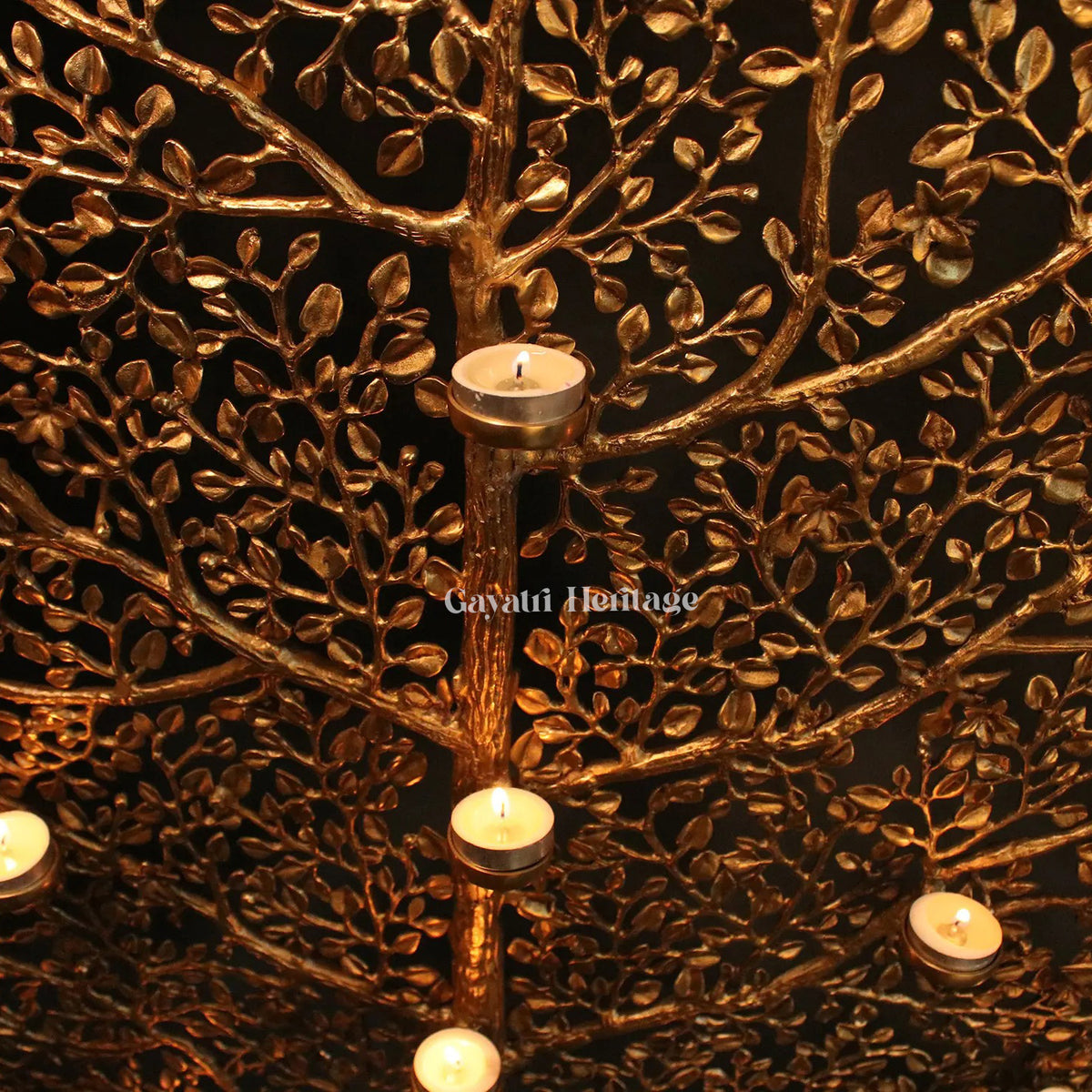 Brass Large Size Tree with Candle Holders – Majestic Home Decor | Gayatri Heritage