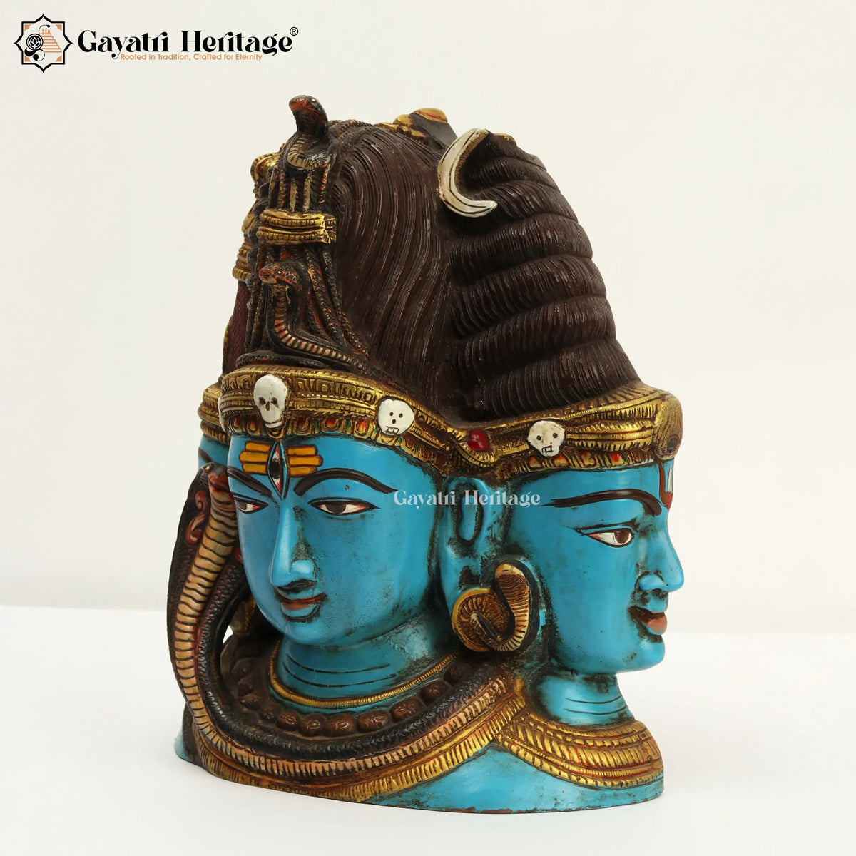 Brass Shiv Head with Parvati – Divine Wall Decor | Gayatri Heritage