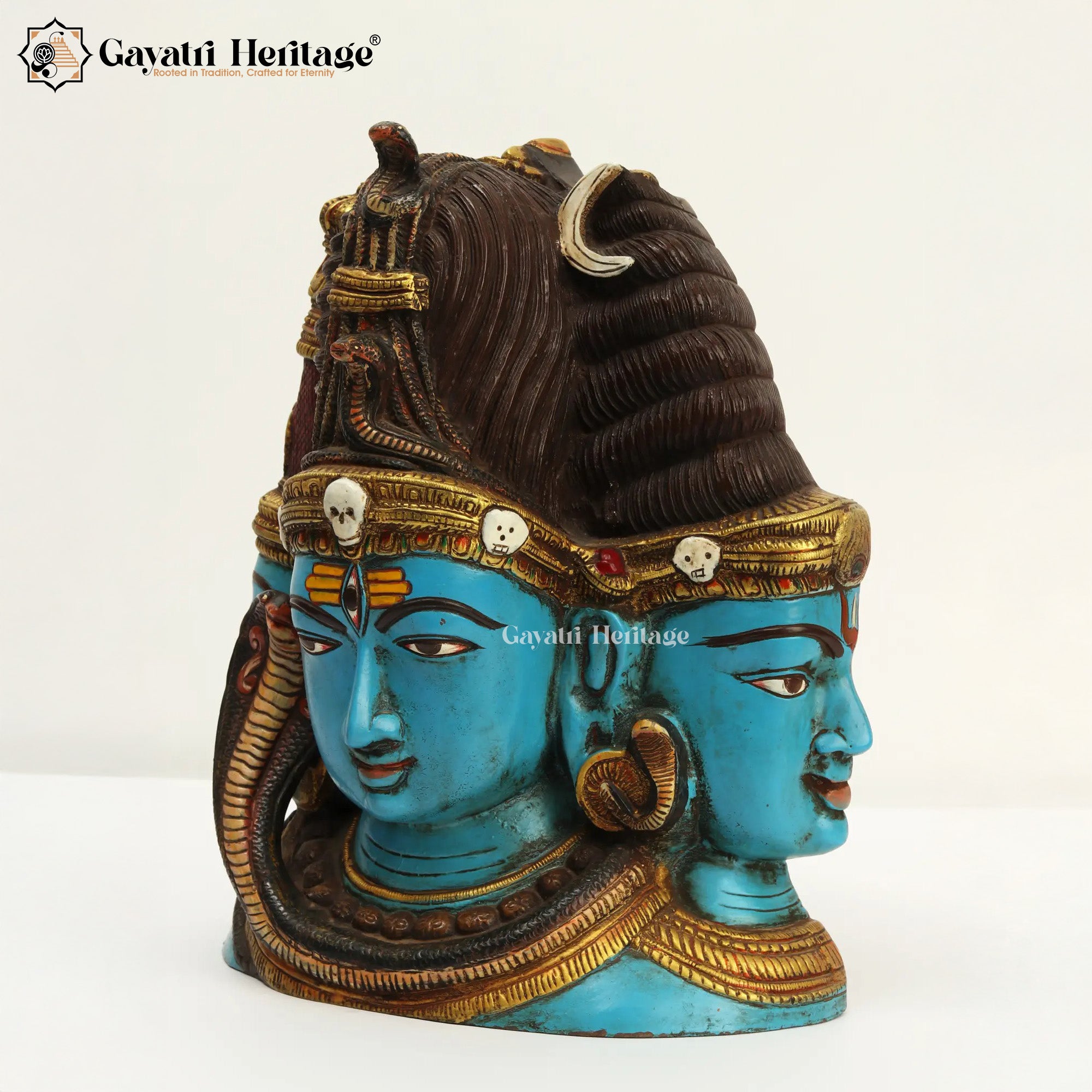 Brass Shiv Head with Parvati – Divine Wall Decor | Gayatri Heritage