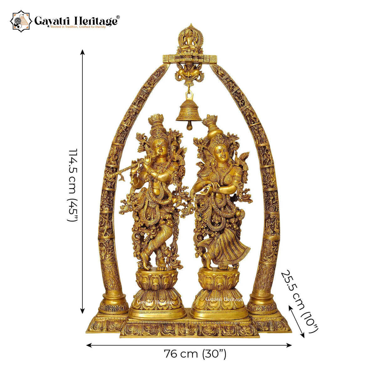 Brass Radha Krishna with Arch – Divine Décor | Gayatri Heritage