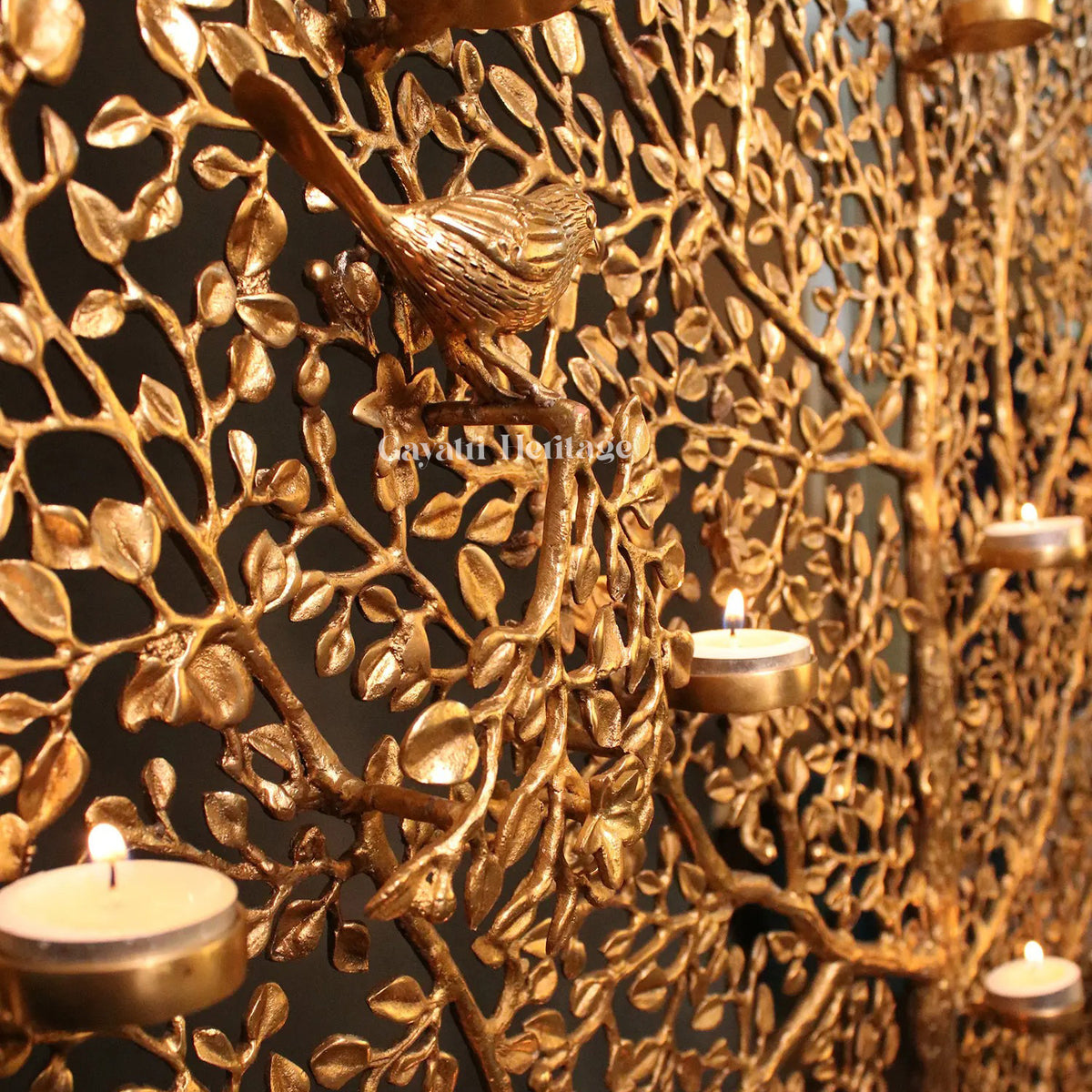 Brass Large Size Tree with Candle Holders – Majestic Home Decor | Gayatri Heritage