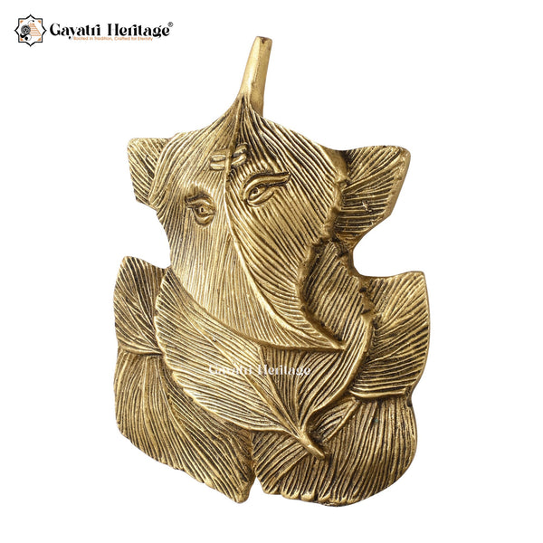 Brass Leaf Design Ganesha – Elegant Spiritual Decor | Gayatri Heritage