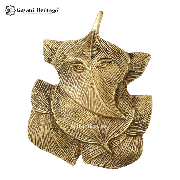 Brass Leaf Design Ganesha – Elegant Spiritual Decor | Gayatri Heritage