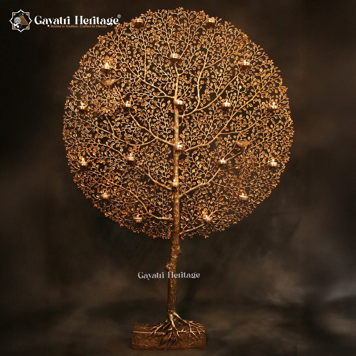 Brass Large Size Tree with Candle Holders – Majestic Home Decor | Gayatri Heritage