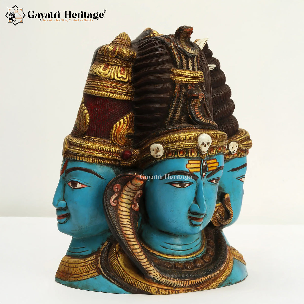 Brass Shiv Head with Parvati – Divine Wall Decor | Gayatri Heritage