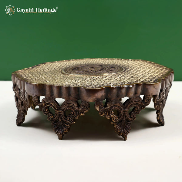 Brass Octagon Shape Chowki – Elegant Puja Platform | Gayatri Heritage