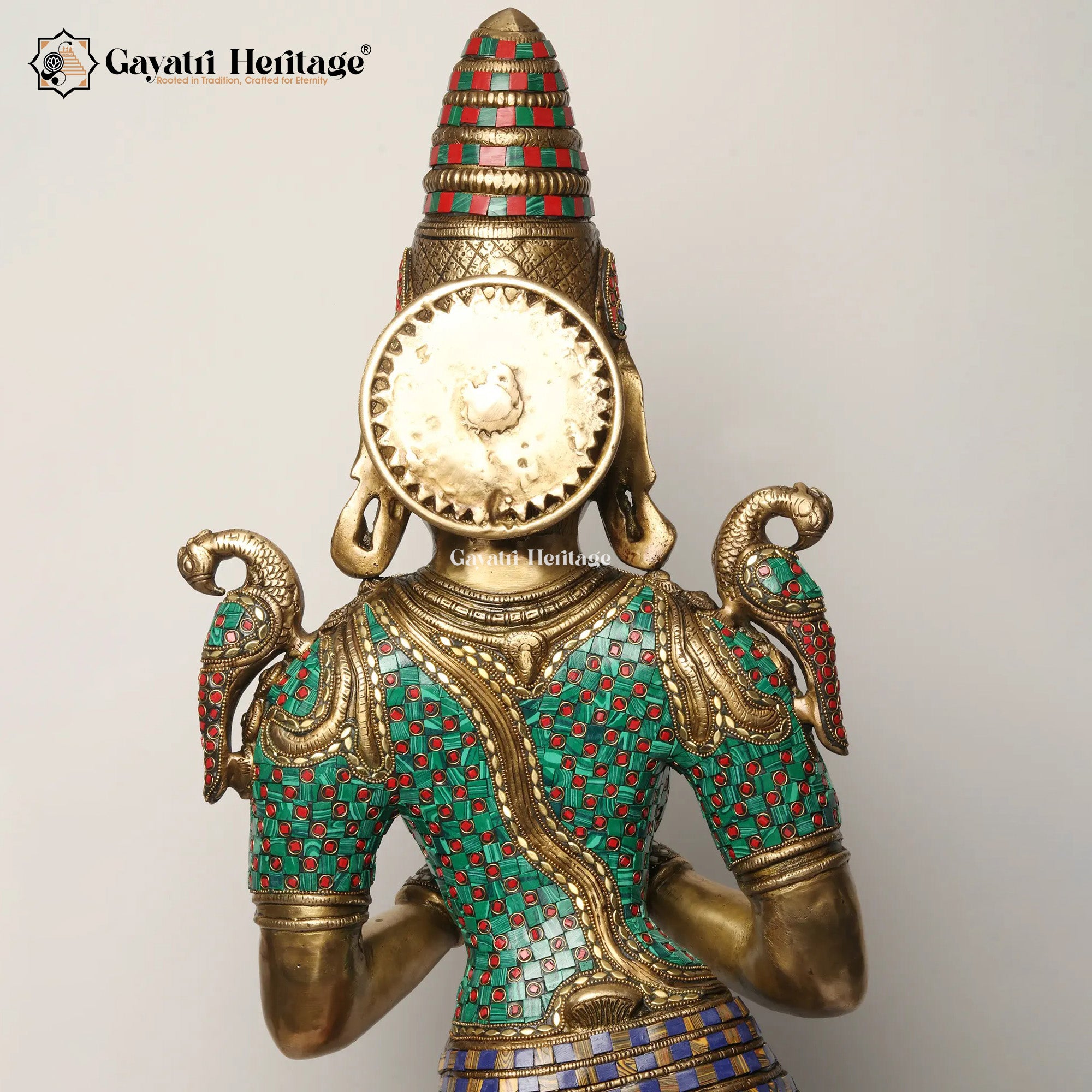 Brass Welcome Lady Statue with Stone Work – Divine Greeting Décor | Gayatri Heritage