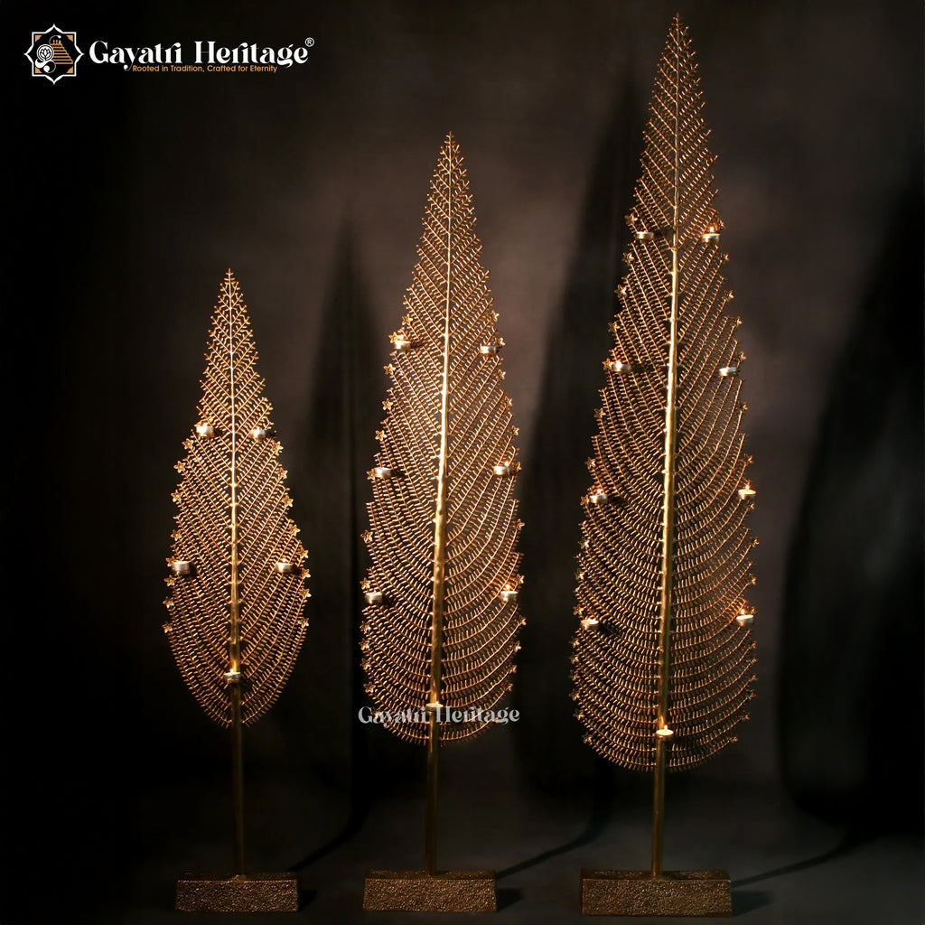 Brass Christmas Tree with Candle Holders – Festive Home Decor