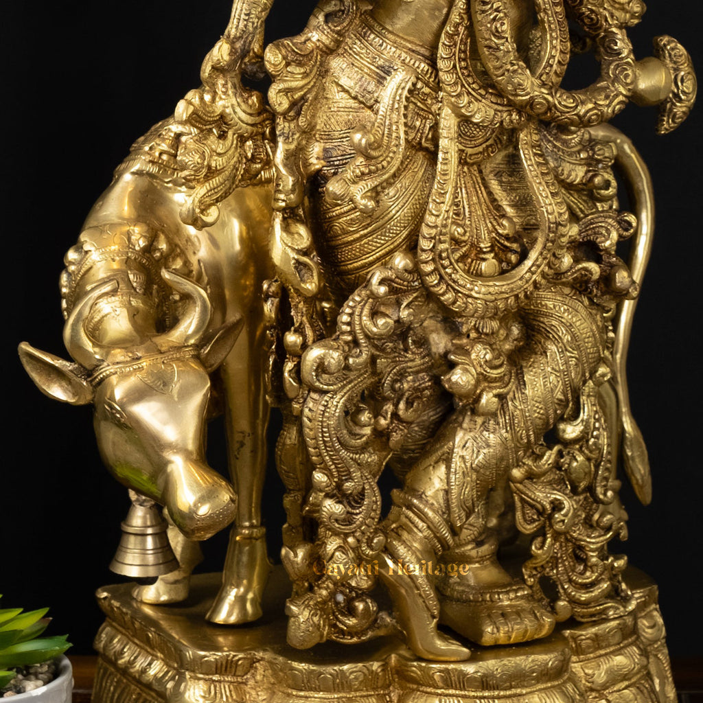 Exquisite Brass Krishna Murlidhar Statue – Divine Music and Spiritual Elegance | Gayatri Heritage