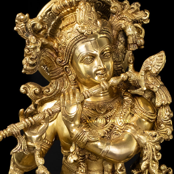 Exquisite Brass Krishna Murlidhar Statue – Divine Music and Spiritual Elegance | Gayatri Heritage