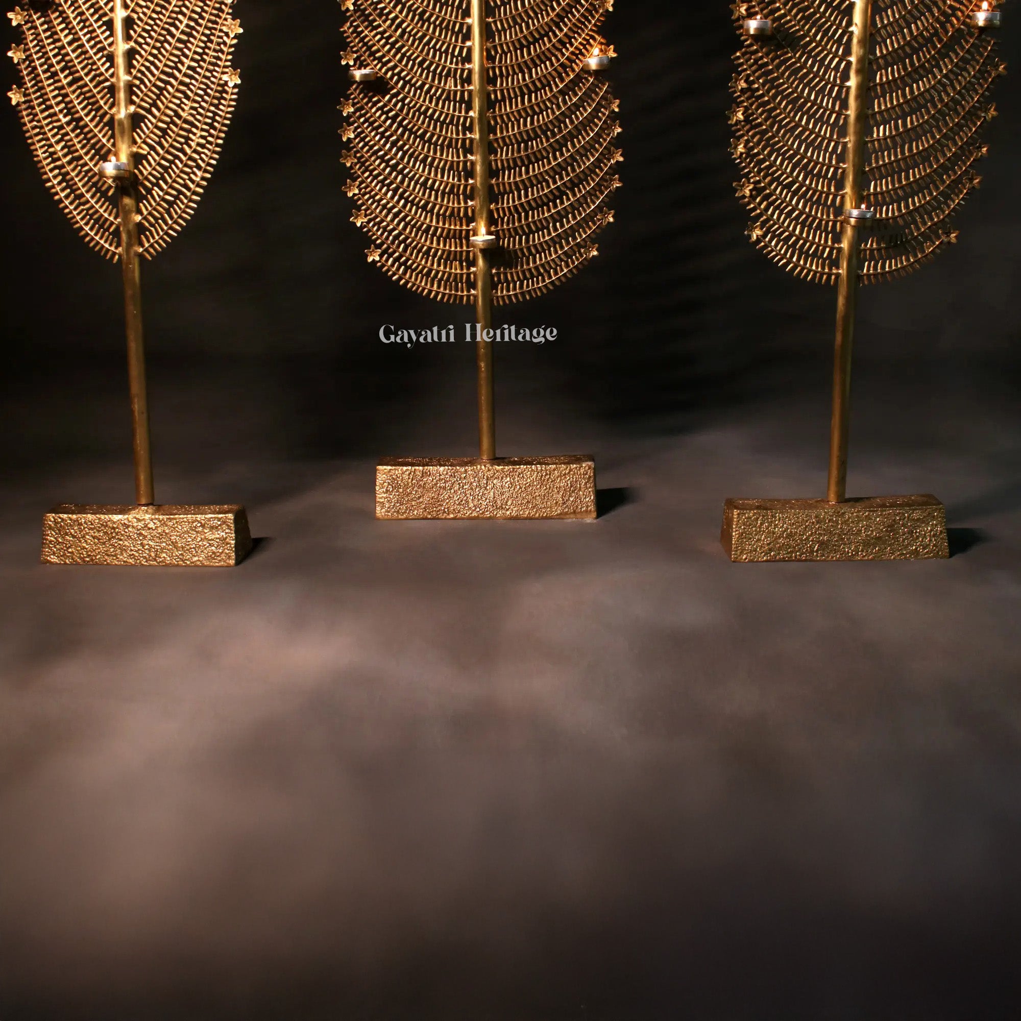 Brass Christmas Tree with Candle Holders – Festive Home Decor
