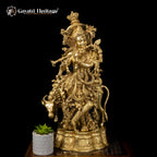 Exquisite Brass Krishna Murlidhar Statue – Divine Music and Spiritual Elegance | Gayatri Heritage