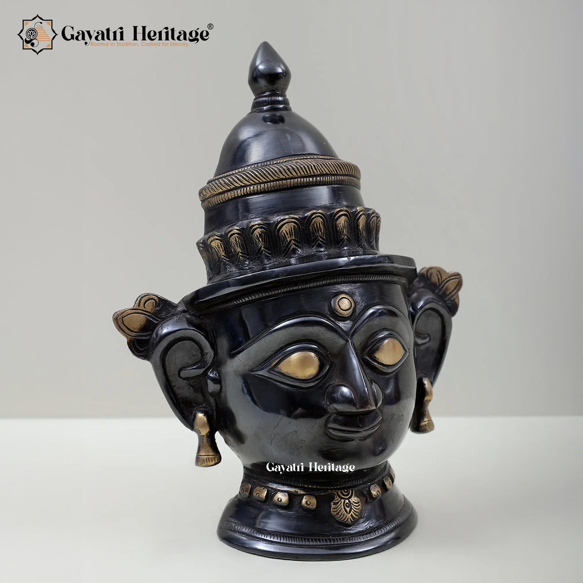 Brass Shiva Parvati Head – Sacred Devotional Sculpture | Gayatri Heritage