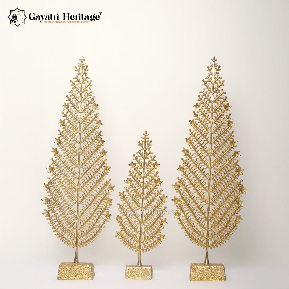 Brass Christmas Tree with Candle Holders – Elegant Festive Decor | Gayatri Heritage
