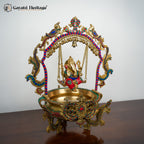 Brass Ganesh Urli with Stone Work – Exquisite Traditional Decor