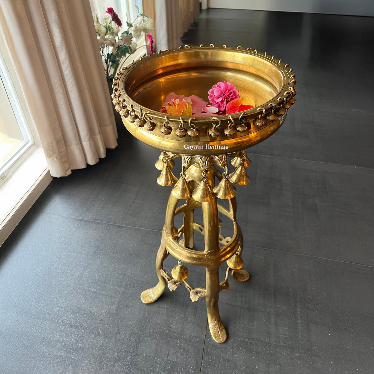 Brass Urli Stand Show Piece – Exquisite Brass Craft | Gayatri Heritage