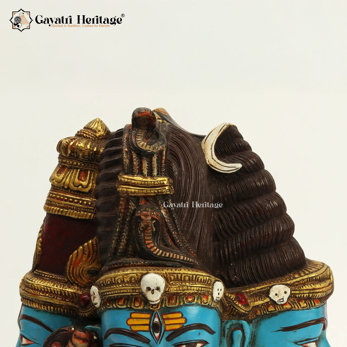 Brass Shiv Head with Parvati – Divine Wall Decor | Gayatri Heritage
