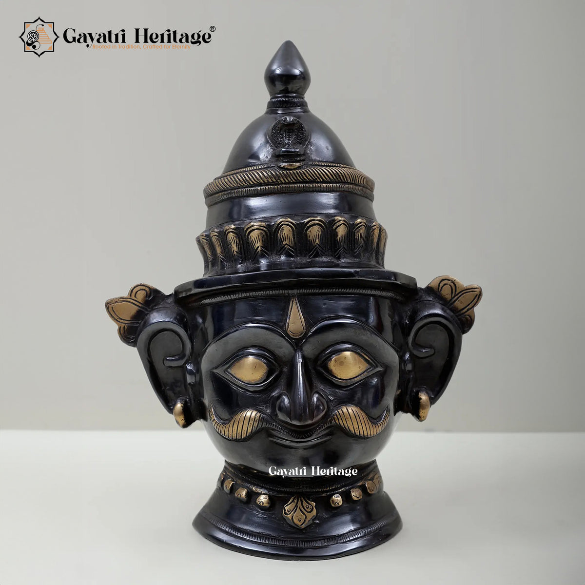 Brass Shiva Parvati Head – Sacred Devotional Sculpture | Gayatri Heritage