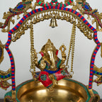 Brass Ganesh Urli with Stone Work – Exquisite Traditional Decor
