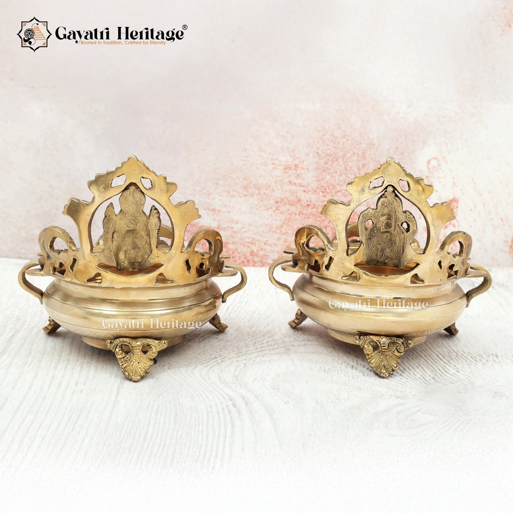Brass Ganesh Lakshmi Urli Set – Divine Festive Decor