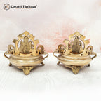 Brass Ganesh Lakshmi Urli Set – Divine Festive Decor