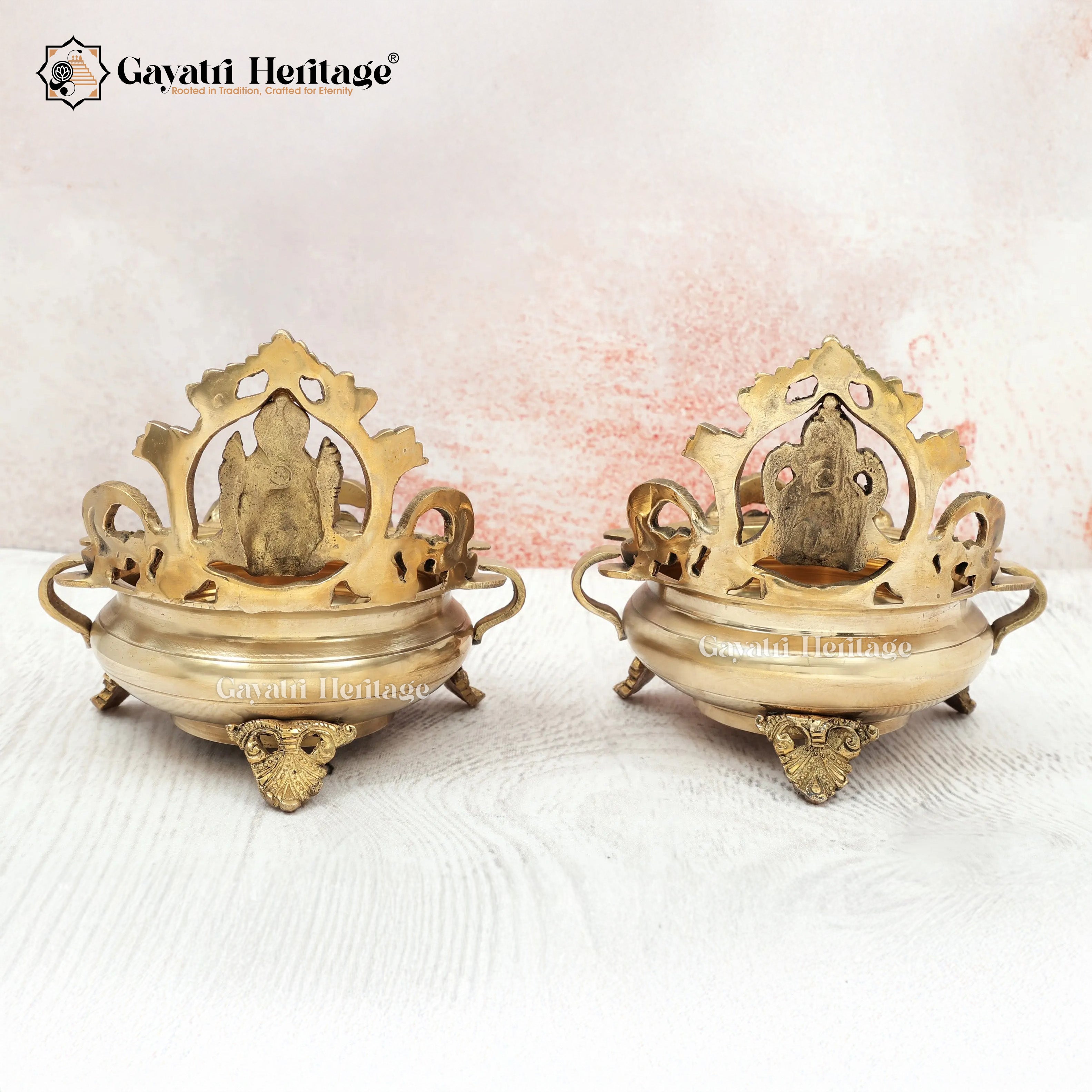 Brass Ganesh Lakshmi Urli Set – Divine Festive Decor