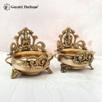 Brass Ganesh Lakshmi Urli Set – Divine Festive Decor