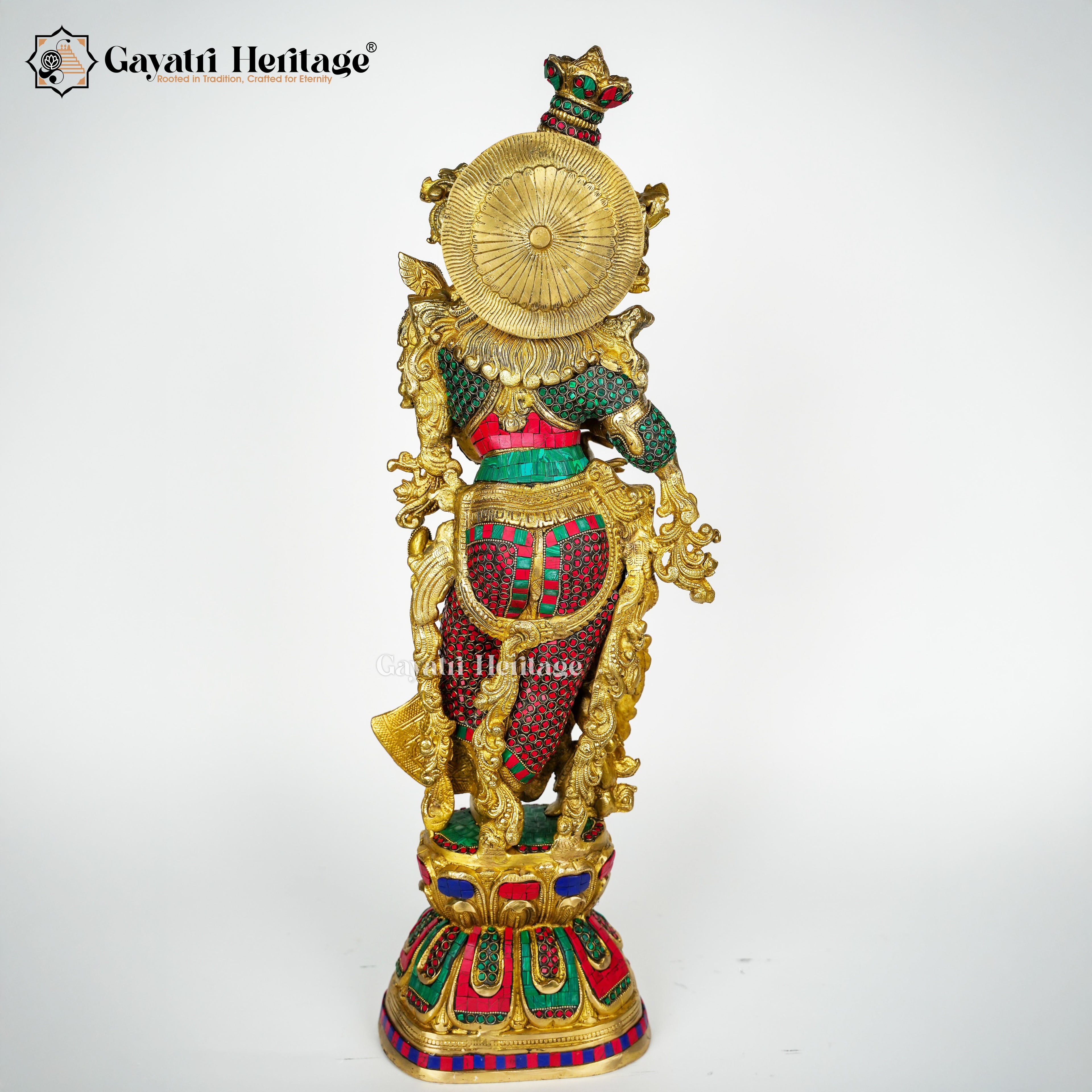 Brass Radha Rani Sculpture in Stone Work – Divine Elegance | Gayatri Heritage