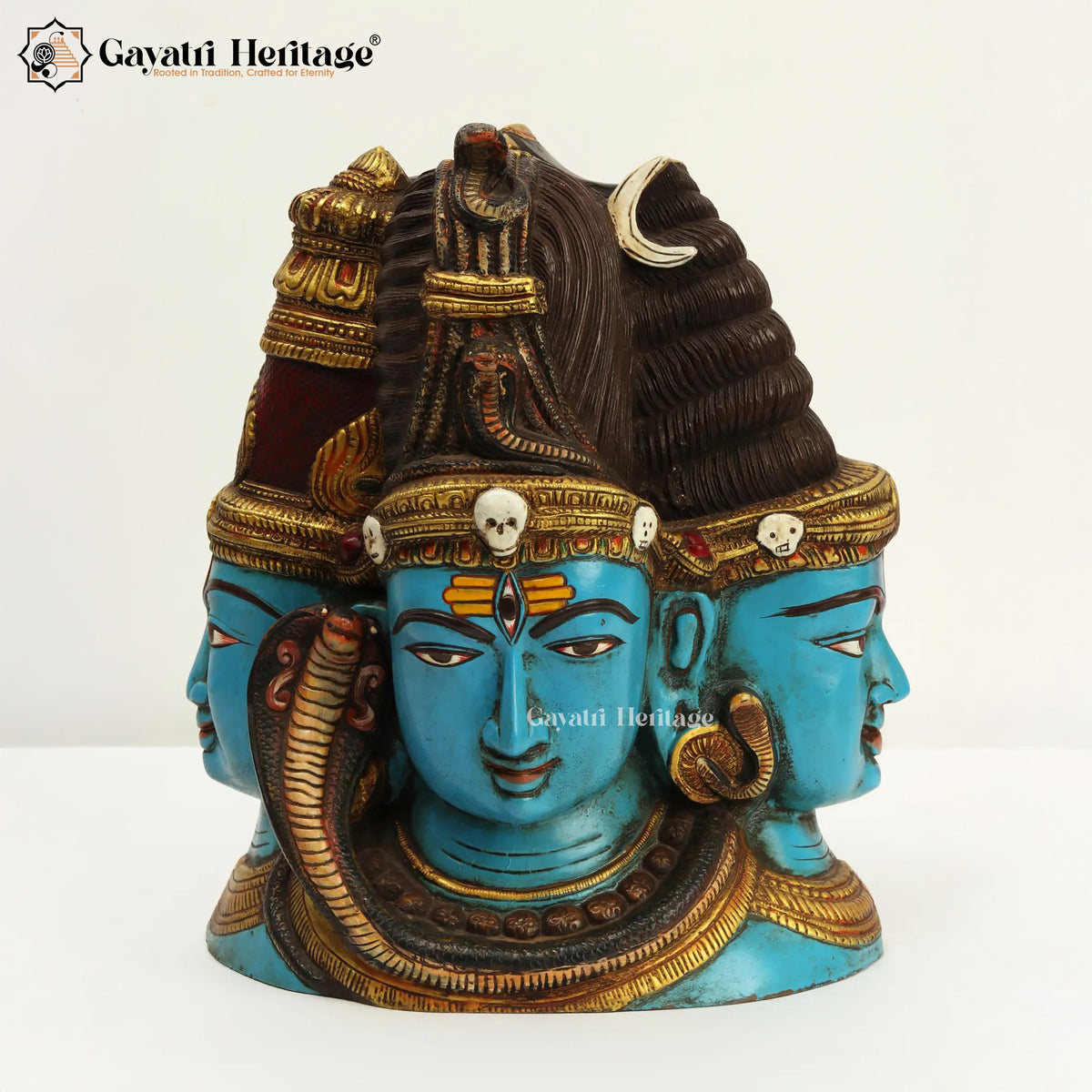 Brass Shiv Head with Parvati – Divine Wall Decor | Gayatri Heritage