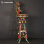 Brass Urli Stand with Parrot – Exquisite Stone Work | Gayatri Heritage