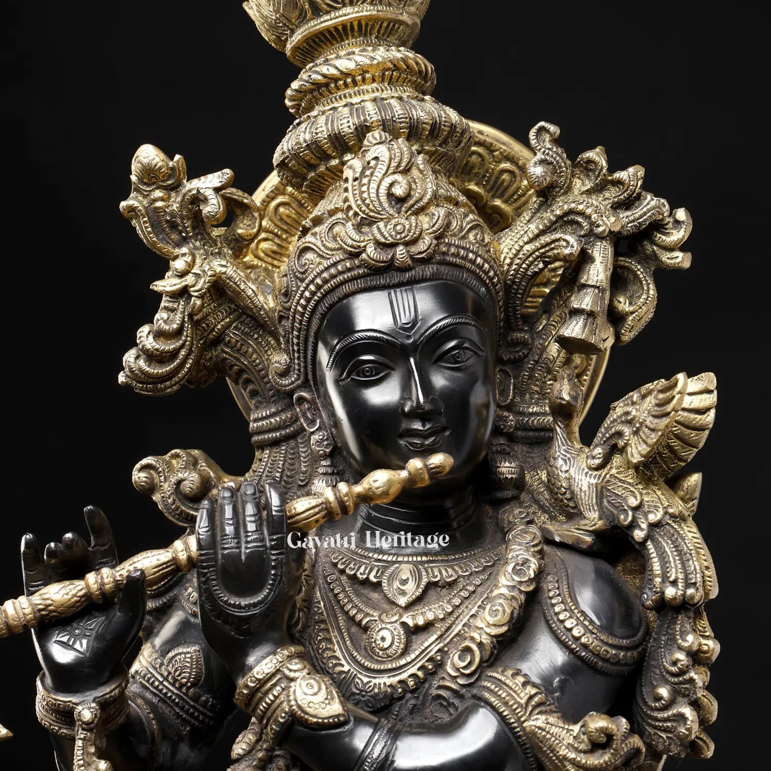 Brass Krishna Statue – Divine Black Elegance | Gayatri Heritage