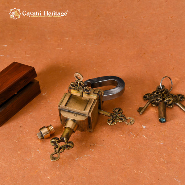 Brass Tricky Lock with 6 Keys – Decorative Mystique | Gayatri Heritage
