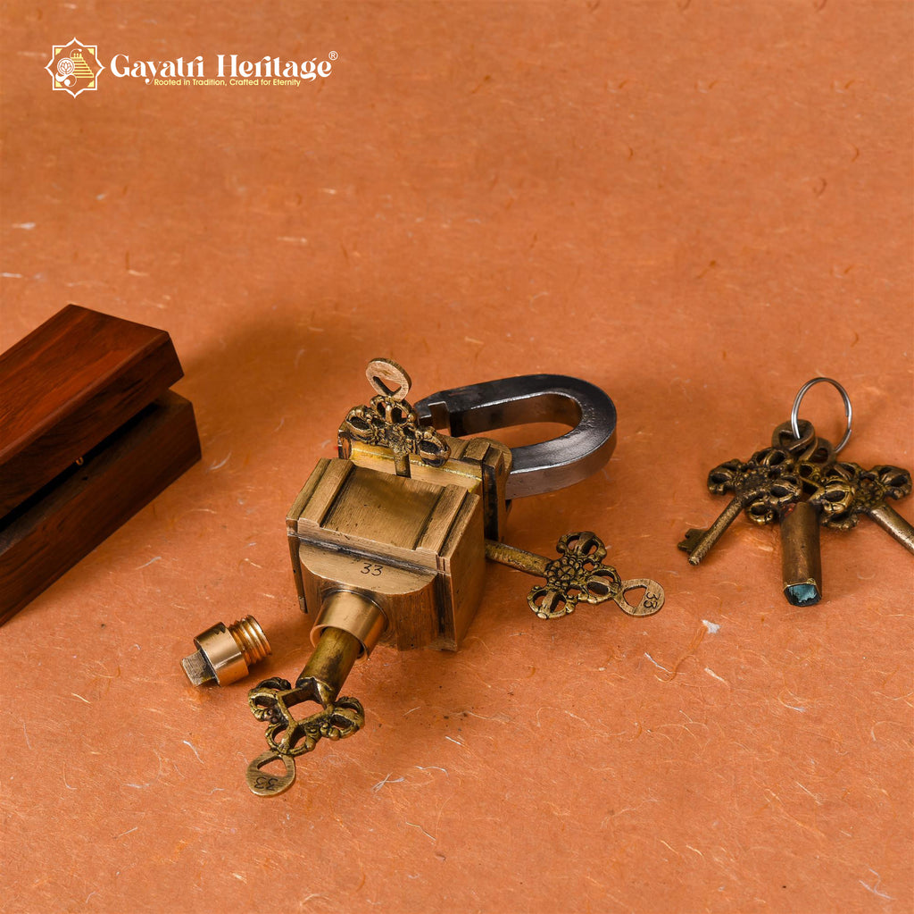 Brass Tricky Lock with 6 Keys – Decorative Mystique | Gayatri Heritage