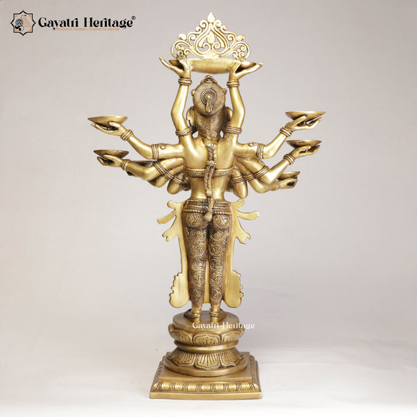 Brass Ten Hand Deeplady Statue/Welcome Lady – Divine Greeting Décor | Gayatri Heritage