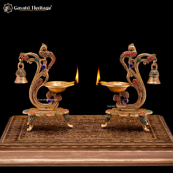 Brass Parrot Design Diya – Artistic Heritage Décor | Gayatri Heritage