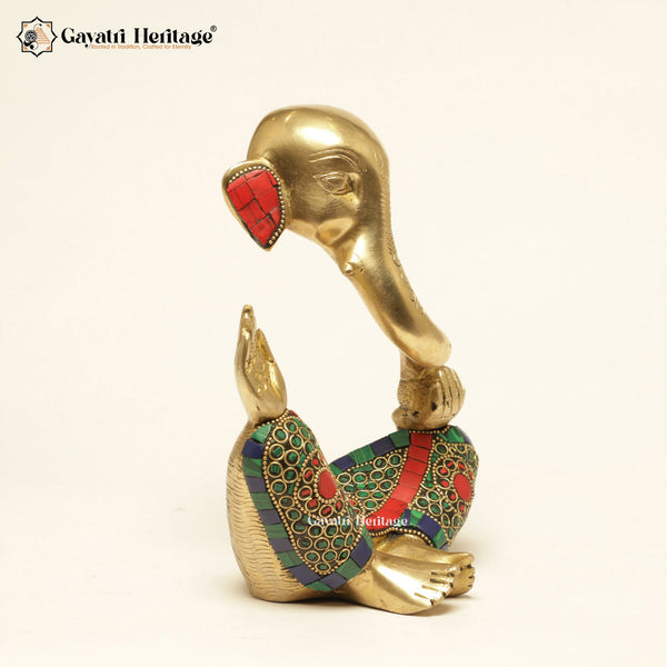 Ganesha Modern Idol Abstract Brass with Stonework – A Contemporary Fusion of Tradition and Art | Gayatri Heritage